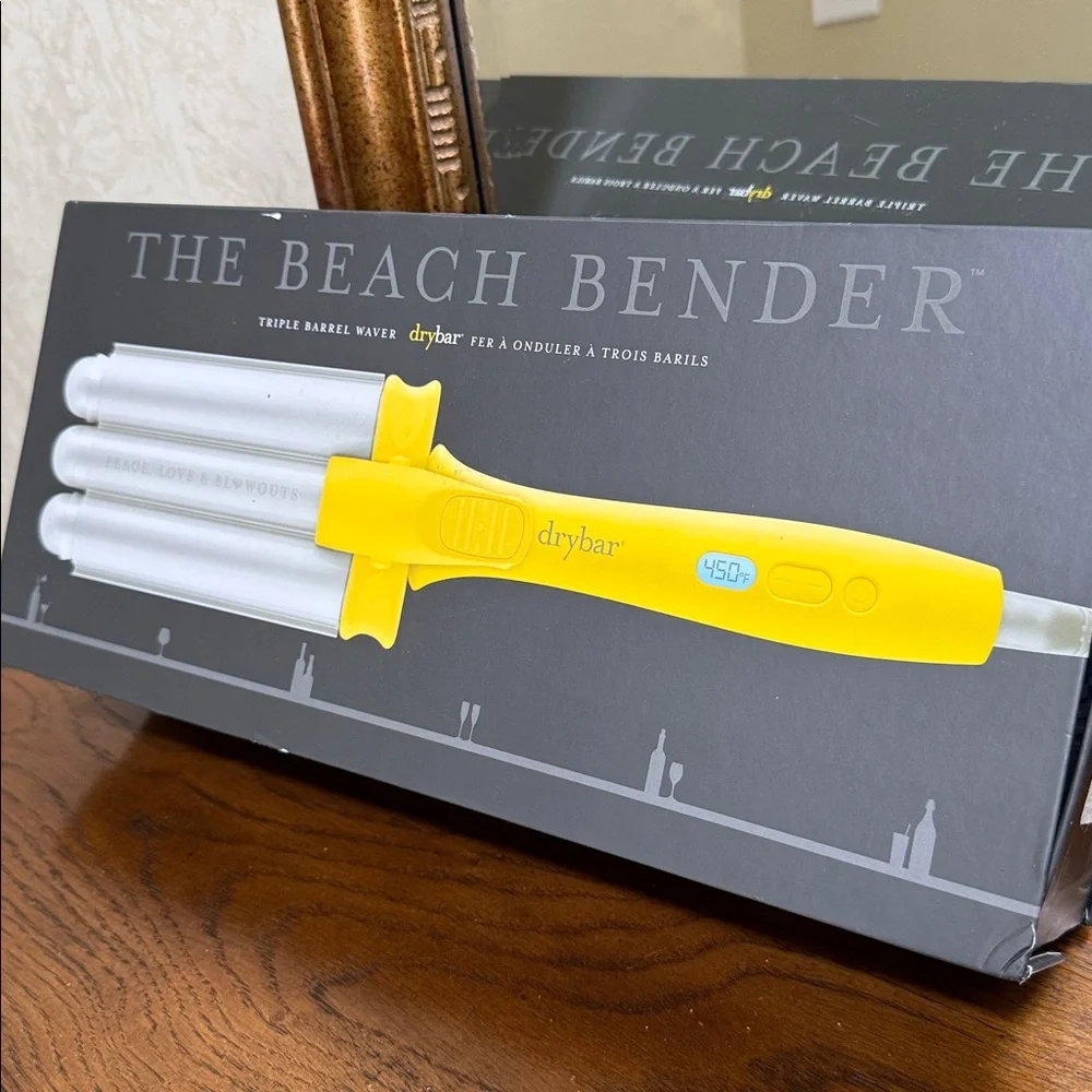 Drybar Triple Barrel Waver-The Beach Bender. Yellow. Digital temperature control